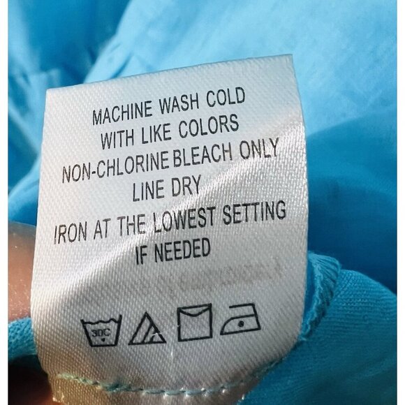 Tyler Boe Womens Linen Aimee Embroidered Ruffled V-Neck Tied Dress Blue Size L - Picture 10 of 10